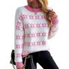 Demegimi Maglioni Natalizi Donna Pullover Natale Maglietta a Manica Lunga Maglione Natalizio Fiocco Neve Alce Girocollo Donna Maglione Festa Natale