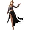 ROYAL SMEELA Costume di Danza del Ventre Nero per Donne Abbigliamento Pratica Ballo Ventre Adulti gonne+Top