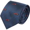 King & Priory Cravatta Ricamata a Spina Di Pesce Blu Navy Auto Da