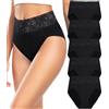 Wealurre Set biancheria intima da donna a vita alta in cotone mutandine da donna con copertura completa, Nero , L