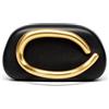 SHOFUL Pochette da sera da donna in pelle PU di alta qualità con catena in metallo lucido come borsa a tracolla 22 cm x 7 cm x 10 cm, perfetta per matrimoni, feste ed eventi festivi (nero)