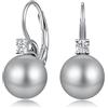 Jiahanzb Orecchini Perle Argento Sterling 925 Orecchini Pendenti Leverback Perle per Donna Perla Zirconi Gioielli Regali Perla grigio chiaro 10 mm