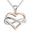 JO WISDOM Collana Infinito Amore Cuore Argento 925 Donna con Zirconia Cubica Cristallo con placcato oro rosa