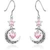 Qings Orecchini Luna con Pendenti Ottobre Tormalina Argento 925 Orecchini Stella e Luna crescente Celtica con Pietra di Nascita di Cuore per Donne