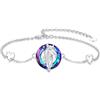 PARYFO Bracciale con cavallo, in argento Sterling 925, con cristalli, regolabile, per donne e ragazze, in argento sterling, Argento sterling