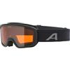 ALPINA SCARABEO JR. Q-LITE - Maschera da sci OTG specchiata per bambini, comfort ottimale grazie al Comfort Frame, protezione UV 100%, black matt