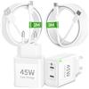 TIBEITA 45W 2-Porte USB C Caricatore para iPhone 17/Air/16/16e/15 Pro Max Plus, Caricabatterie con 2M+3M Cavo para iPad Pro/Air, Rapido Alimentatore Carica Batterie Presa Spina Fast Charger Originale, 2-Pack