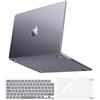 MOSISO Compatibile con MacBook Air 13'' Cover 100% Colore Ufficiale 2026-2022 M5 M4 M3 M2, 13,6'' Custodia Ultra Sottile&Copritastiera&Pellicola per A3449 A3240 A3113 A2681, Grigio Siderale Chiaro