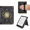 kwmobile Custodia Compatibile con Kobo Clara BW/Colour - Case Custodia Ecopelle Cover con Chiusura Magnetica Autosleep - Sole Tarocchi Blu Scuro/Giallo/Nero