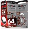 Udivita 64 Batterie per Apparecchi Acustici Rayovac Extra Misura 312-8 Blister da 8 Pile