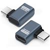 Seminer Adattatore USB C 80Gbps (2 Pack), USBC Maschio a Tipo C Femmina Connettore di Trasferimento Dati ad Angolo Destro USB4.0 Compatibile per iPhone 16/15, Samsung, MacBook e altri USB-C