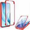 Haygdz Cover per iPhone 7 Plus/iPhone 8 Plus, 360 Gradi Antiurto Custodia con Protezione dello Schermo Integrata, Trasparente Rugged TPU Bumper Doppia Protettiva Case- Rosso