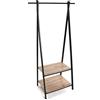 VERSA ALZ Appendiabiti da Terra in Stile Minimalista, Attaccapanni da Terra per Ingresso, con 2 Ripiani per Scarpe, Misure (A x L x l) 150 x 45 x 75 cm, Metallo e Legno, Colore Marrone e Nero