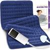 JEDWKFA Termoforo Elettrico 60 x 30 cm, Termoforo Cervicale e Spalle, Cuscino Riscaldante, Coperta Riscaldante Elettrica, Coperta Elettrica, Heating Pad per Schiena, Spalla, Pancia, Blu Navy