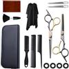 Wriligel Set di forbici per capelli professionali da 15 pezzi, set di forbici da parrucchiere con custodia protettiva, set di forbici da taglio per capelli in acciaio inox 440C, set da parrucchiere per uomo e