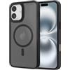 AOMYKE Cover Magnetica per iPhone 16, Custodia iPhone 16 Compatibile con MagSafe, Traslucida Opaca Posteriore Sottile PC+TPU Bumper Antiurto Case - Nero