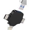 Aksenli Adattatore Lightning Micro USB C Maschio a USB Femmina(3in1)per iPhone 16 15 14 Pro Max per Apple Type C OTG 3.0 Transfer Dati Foto Camera Schede Lettore Chiavetta per iPad Compatibile per Samsung S25
