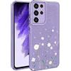 BEENTRYS Glitter Floreale Custodia per Samsung Galaxy S25 ULTRA 5G,Bling Brillantini Fiori Disegni Donne e Ragazze Slim Morbido Silicone TPU Antiurto Protettiva Case(S203-Viola)