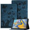 Auslbin Ausblin Goffrato Cover Samsung Galaxy Tab A 10.5 2018, Custodia per Tablet in Pelle PU Retrò a Tema Farfalla e Gatto per Samsung Galaxy Tab A 10.5 (2018) / T590, Blu