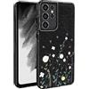 BEENTRYS Glitter Floreale Custodia per Samsung Galaxy S25 ULTRA 5G,Bling Brillantini Fiori Disegni Donne e Ragazze Slim Morbido Silicone TPU Antiurto Protettiva Case(S203-Nero)