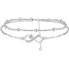 Hifeeled Infinito Bracciale Donna Argento 925 Braccialetto Romantico con Zirconia Cubica Doppia Catena Regolabile(16+4) Gioielli Donna Regalo Originale