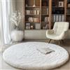 Tenekee Tappeto Rotondo Peloso Soggiorno Tappeti Soffici per Grandi Dimensioni Salotto Moderno Tappeto Morbido e Soffice per Salotto Cameretta Tavolino da Letto (160cm, Bianco)