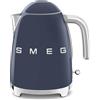 Smeg, Bollitore Elettrico KLF03NBEU 1,7 L, Filtro Anticalcare Lavabile, Autospegnimento di Sicurezza, Indicatore Livello di Acqua, Base Antiscivolo e Avvolgicavo Integrato, Potenza 2400W, Navy Blue