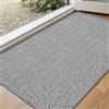 BEISIFLOOR Ultra Sottile Zerbino per Ingresso Interno 43 x 75 cm, Zerbino Ingresso ed Esterno Assorbente, Tappeto Ingresso Interno Antiscivolo, Design Unico a Spina di Pesce, Grigio scuro