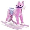 Bakaji Cavallo a Dondolo per Bambini Con Suoni Realistici Nitrisce e Muove la bocca Struttura in Legno e Tessuto Peluche di qualità Giochi Infanzia (Rosa)