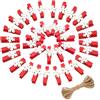 jijAcraft Piccole Mollette di Legno Rosse con Fiocchi di Neve: Mollette di Legno da 3,5 cm per Natale con Corda di Iuta, 50 Mini Mollette Portafoto per Calendario dell'Avvento, Decorazioni Natalizie