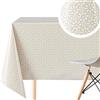 KP HOME Tovaglia Plastificata Rettangolare 200x140 cm, Crema Beige e Bianco Tovaglia Cerata per Tavolo da 6 Posti, in PVC Facile da Pulire, Impermeabile, Antimacchia, con Motivo Floreale Retrò Liscio