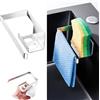 XILIMOR Porta Spugne Lavello Cucina, Portaspugne per Lavello Cucina Autoadesivo, 2 in 1 Porta Spugnette Lavandino Cucina da appendere, Acciaio Inox Porta Stracci Cucina, Argento