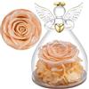 Yamonic Regalo Festa della Mamma, Rosa Stabilizzata Vera Regalo Donna,Rosa Eterna in Angel Cupola Regali Mamma,Figurine di Angeli Regali Nonna Donna Compleanno Angelo Custode Festa della Mamma
