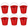 PATIKIL Secchi Metallici Piccoli con Manico, 6 Pz Secchi Galvanizzati Mini Colorati per Pasqua per Artigianato Feste Decorazioni, Rosso