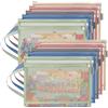 DoubleCare 10 sacchetti portaoggetti con cerniera, in rete colorata, a doppio strato, per giocattoli, formato A4, con manico, adatti per riporre blocchi da costruzione, 𝐩𝐮zzle, libri, cancelleria, Colorato