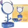 Get Trend Disney Stitch Specchio da Tavolo con Portagioielli per Ragazza e Adolescenti, Specchi Decorativi con Portaoggetti per Collana Orecchini (Blu Stitch)