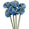 Corkwaw 8 fiori artificiali di Anthurium da 60 cm, realistici al tatto, per centrotavola e composizioni floreali per matrimoni e matrimoni, colore: blu