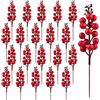 Jangostor 20 Pezzi Decorazione Bacche Oro e Bordeaux - Artificiale Agrifoglio Rami per Natale e Inverno - Decorazione della Casa (Rosso)