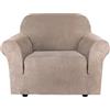 H.Versailtex, Copridivano in velluto elasticizzato per divano a 1/2/3 posti, idrorepellente, vari colori, Pelle & scamosciato, sabbia, 1 Seater:81-122cm