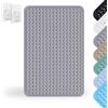 Huamirra Tappetino Doccia, 80 x 120 cm Tappeto Doccia Quadrato Lavabile in Lavatrice con Ventosa, Tappeto Doccia in PVC Antiscivolo, Tappeto Massaggiante Antiscivolo, Grigio