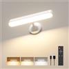 PopoIron Lampada da parete con batteria ricaricabile da 7500 mAh, lampada da parete a LED per camera da letto con telecomando, lampada da parete wireless a 3 colori, rotazione a 360°, luminosità