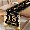 GlauStalos Runner da tavola per il 18° compleanno, colore nero e oro, decorazione da tavolo, per il 18° compleanno, ragazzi e ragazze, anniversario, festa, cena, tovaglia decorativa, per casa, cucina, 180 x 35