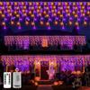 DBFAIRY Halloween, catena luminosa a batteria esterna, 6 m, 300 LED, viola, arancione, con telecomando, timer impermeabile, 8 modalità, per casa, giardino, terrazza, recinzione