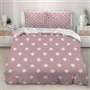 Generic Set Copripiumino Una Piazza e Mezza 200x200 cm Pois Biancheria da Letto Rosa per Bambini in Morbido Microfibra 3 Pezzi 1 Copripiumino e 2 Federe 50x80 cm con Cerniera d.1863