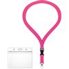 webbomb Porta badge con zip impermeabile e flessibile con cordino, cordino largo 2 cm (11 colori), cordino da collo + porta carte con zip per 1-2 carte d'identità carte d'accesso (Berry)