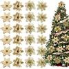 Whaline 24 stelle di Natale con 24 clip 4 design glitter oro fiore artificiale inverno forniture per feste per albero di Natale ornamento matrimonio compleanno ghirlanda decorazione