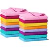 DIVINE GENIUS Happy Rainbow - Confezione da 16 panni in microfibra riciclata, super assorbenti, lavabili e resistenti per cucina, asciugatura rapida, sostenibili, 38x36 cm