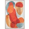 DRW Quadro tela astratta e cornice in legno in blu, arancione e rosso 82,6 x 122,6 x 4,3 cm