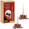 Idena 31905 - Candele a Bastoncino a LED con ghirlande Natalizie, 2 Pezzi ciascuna, Anelli per Candele con Decorazioni in Rosso, Decorazioni Natalizie per Interni, Candele alimentate a Batteria