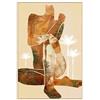 DRW Quadro tela con cornice in legno di un corpo in bianco, beige e marrone 80 x 120 x 3,5 cm